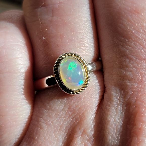 Fire Opal Sterling Silver Ring Size 6 - Picture 7 of 8
